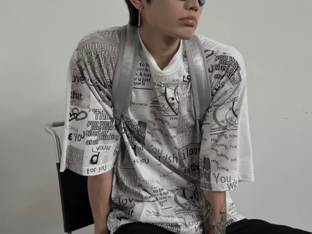 【SOULWORKER】newspaper printing design t-shirt   na1276 Discount