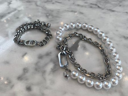 [luxe__05] steel chain necklace & bracelet NA621 Hot on Sale