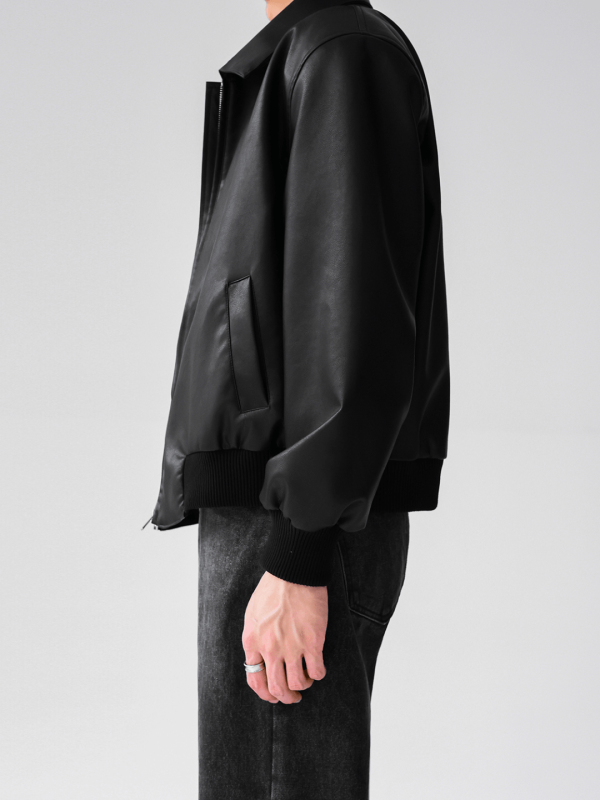 [HOHO] Dumb black leather jacket NA523 Online