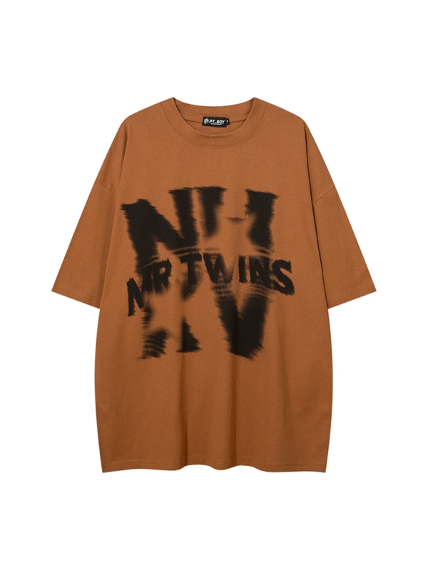 High street graffiti letters short-sleeved T-shirt  NA725 For Cheap