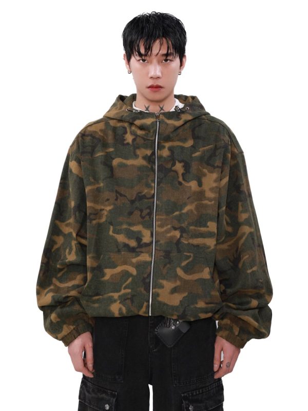 【MRNEARLY】loose zipper hooded jacket  na1503 Online