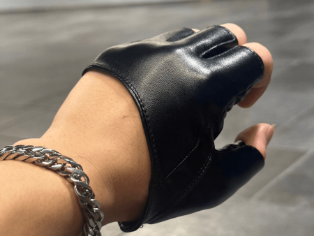 [_kuro_05] Dark fingerless leather gloves kr12 Online now