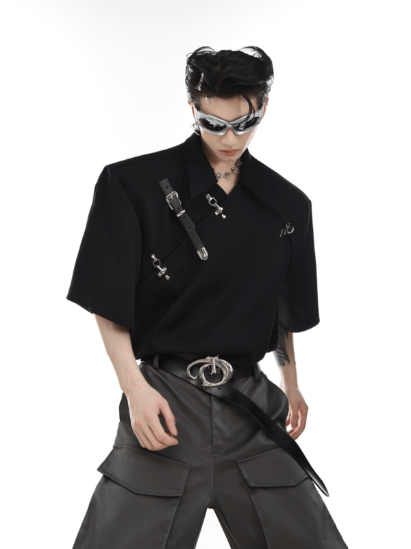 【CulturE】Metal Belt Buckle Design T-Shirt na1303 Hot on Sale