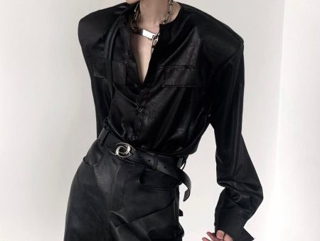 【AutumnWind】black leather shirt  na1436 For Cheap