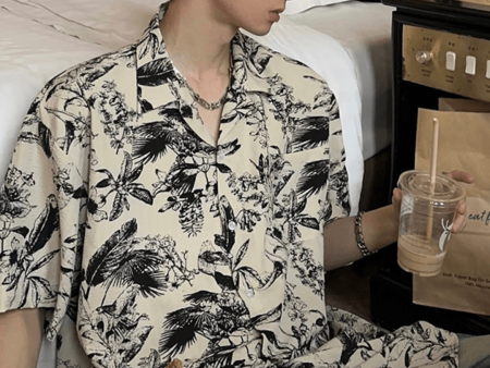 [JM HOMME] Tide Printed Short-sleeved Shirt NA747 Discount